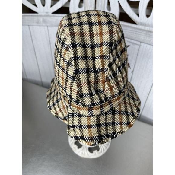 Vintage Daks London Checkered Bucket Hat Tweed Plaid Sherlock - Picture 4 of 6